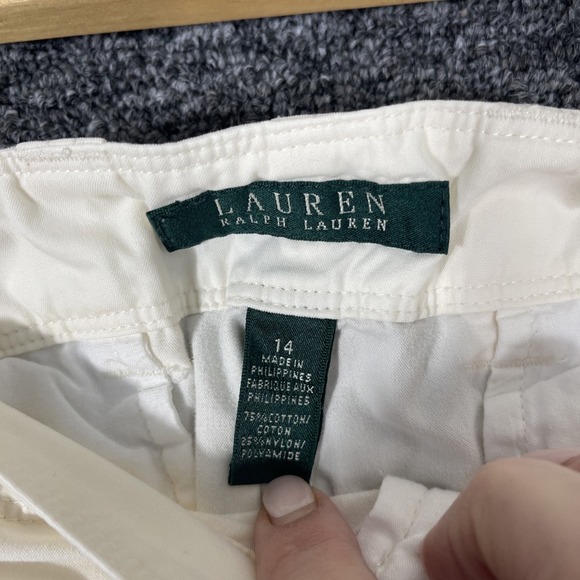 Lauren Ralph Lauren Cargo Pants Women 14 Cream 37x28 Beach Casual Cotton Lt Weig - Picture 4 of 9